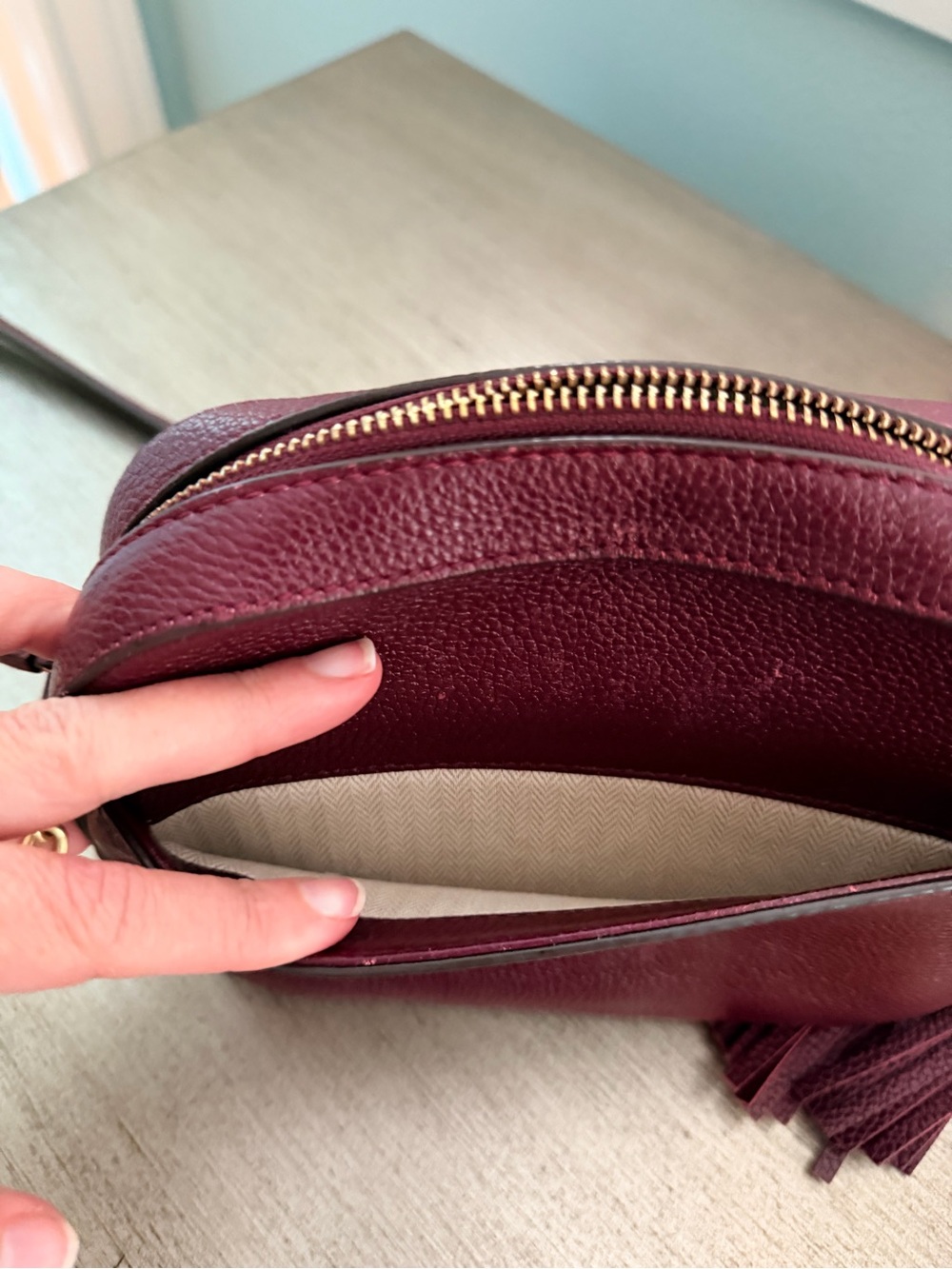 Tory Burch Burgundy Leather Crossbody Bag - Picture 5 of 7